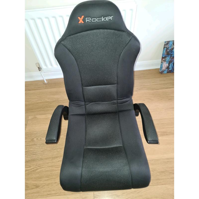 Floor sitting X Rocker gaming chair with built in Bluetooth speakers