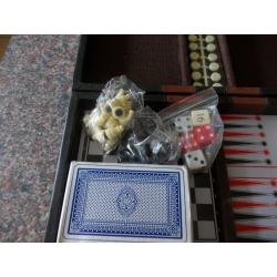 Travel set Backgammon chess cribbage dominoes and checkers good condition