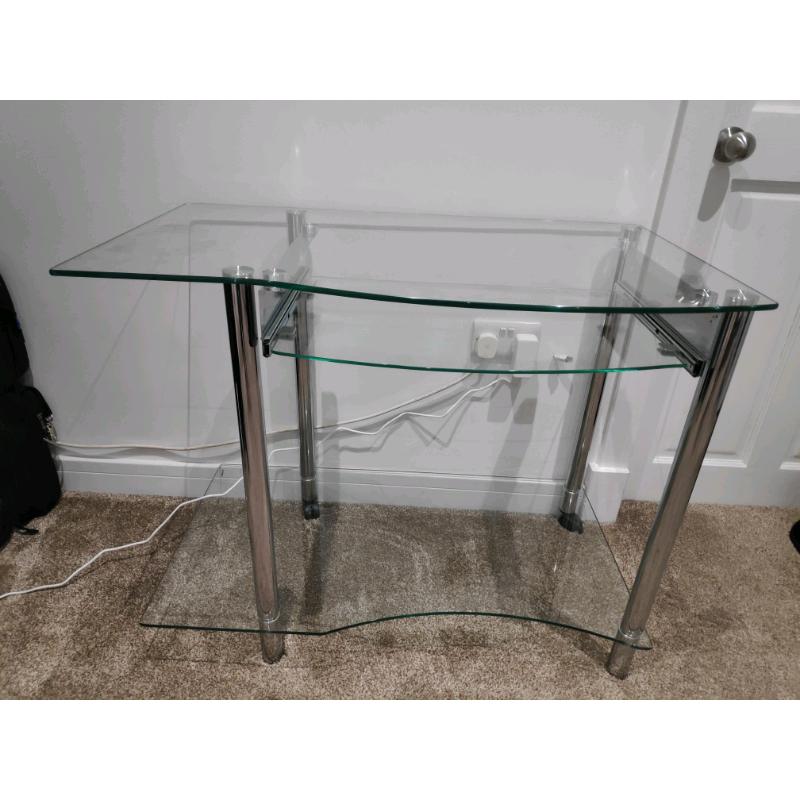 Glass computer desk