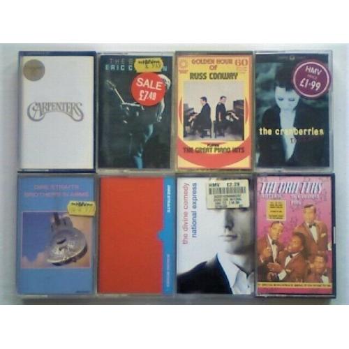 A-Z CARPENTERS CLAPTON CONWAY CRANBERRIES DIRE Ss, DIVINE COMEDY DRIFTERS PRERECORDED CASSETTE TAPES