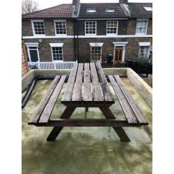 Wooden picnic table