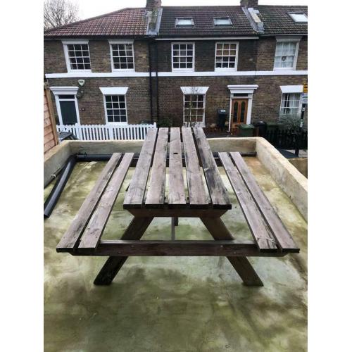 Wooden picnic table