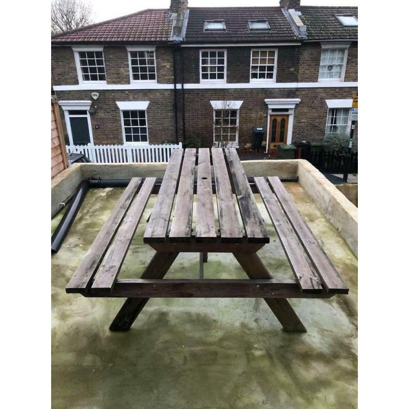 Wooden picnic table