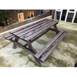 Wooden picnic table