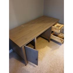 Large desk with drawers and cabinet pedestal