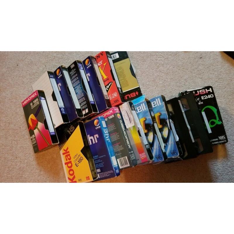 LARGE BUNDLE OF VHS VIDEO TAPES + HEAD CLEANER & STORAGE BOX (Disney, Batman, TV, movies, musicals )