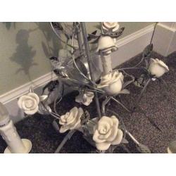Vintage Chabby Chic Ceramic Rose Chandelier