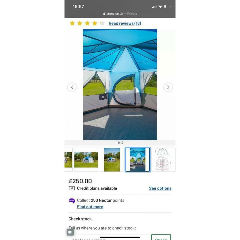 Coleman 8 Man 1 Room Octagon Dome Camping Tent - Blue/Grey