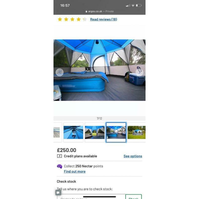 Coleman 8 Man 1 Room Octagon Dome Camping Tent - Blue/Grey