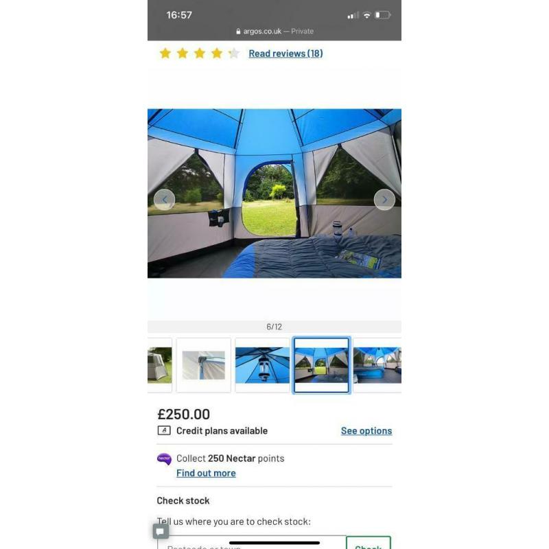 Coleman 8 Man 1 Room Octagon Dome Camping Tent - Blue/Grey