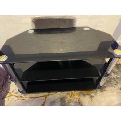 Black glass corner tv stand
