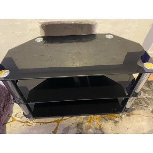 Black glass corner tv stand