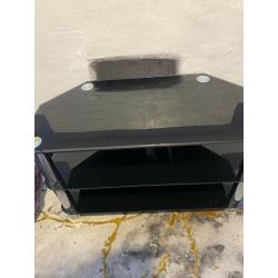 Black glass corner tv stand