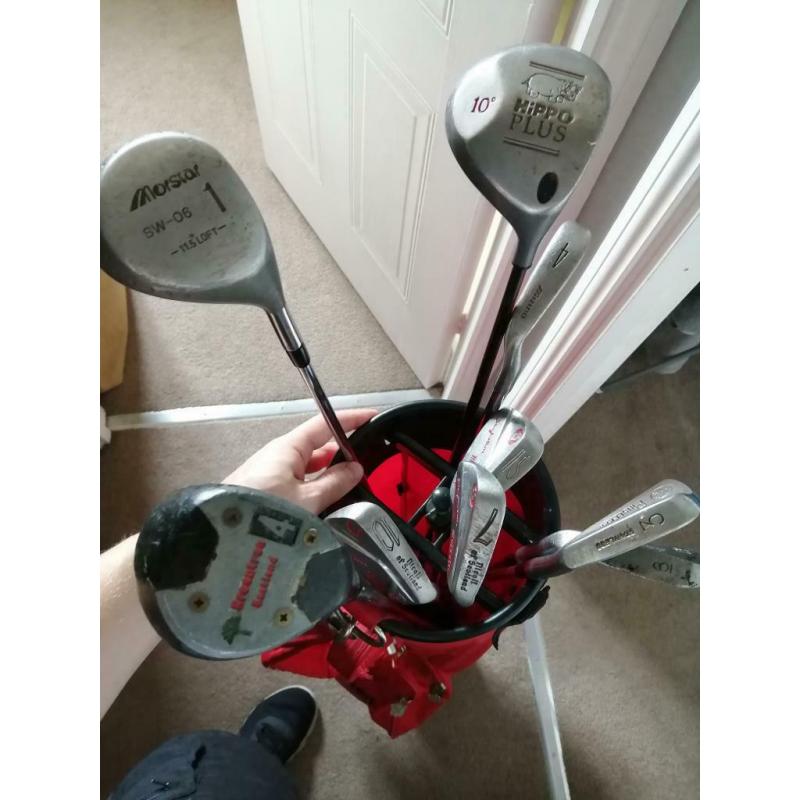 Golf clubs and bag