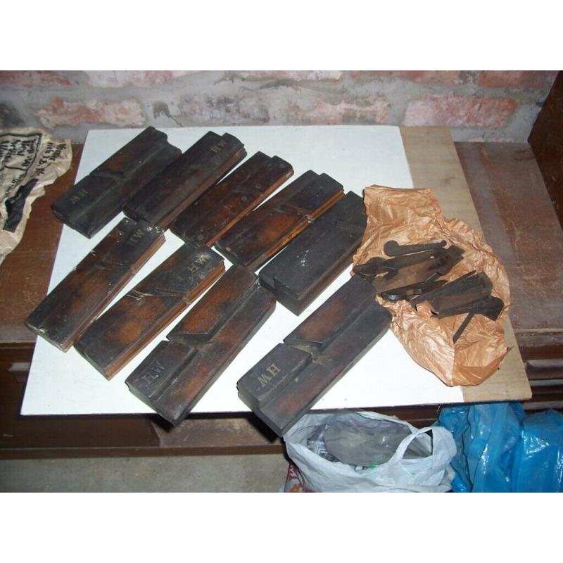 9 Vintage Wooden Moulding Planes