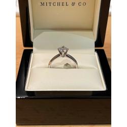 0.75ct round brilliant cut D SI1 XXX GIA certified diamond bespoke platinum ring size K