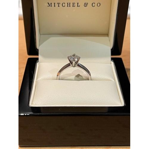 0.75ct round brilliant cut D SI1 XXX GIA certified diamond bespoke platinum ring size K