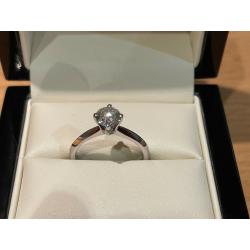 0.75ct round brilliant cut D SI1 XXX GIA certified diamond bespoke platinum ring size K
