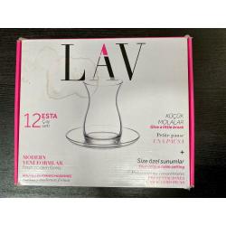 NEW - 12 LAV Turkish Tea glasses set