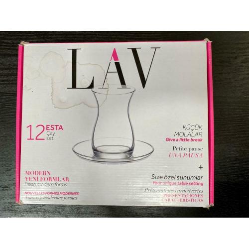 NEW - 12 LAV Turkish Tea glasses set