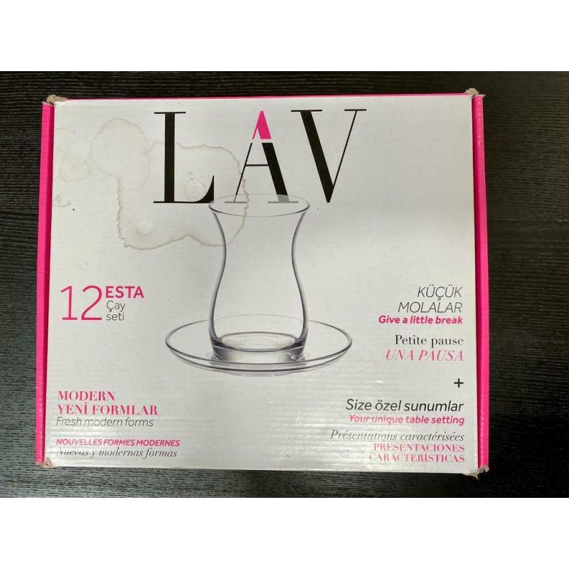 NEW - 12 LAV Turkish Tea glasses set