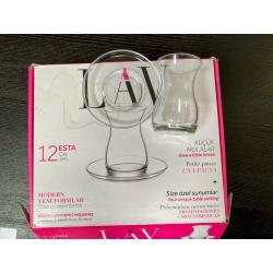 NEW - 12 LAV Turkish Tea glasses set