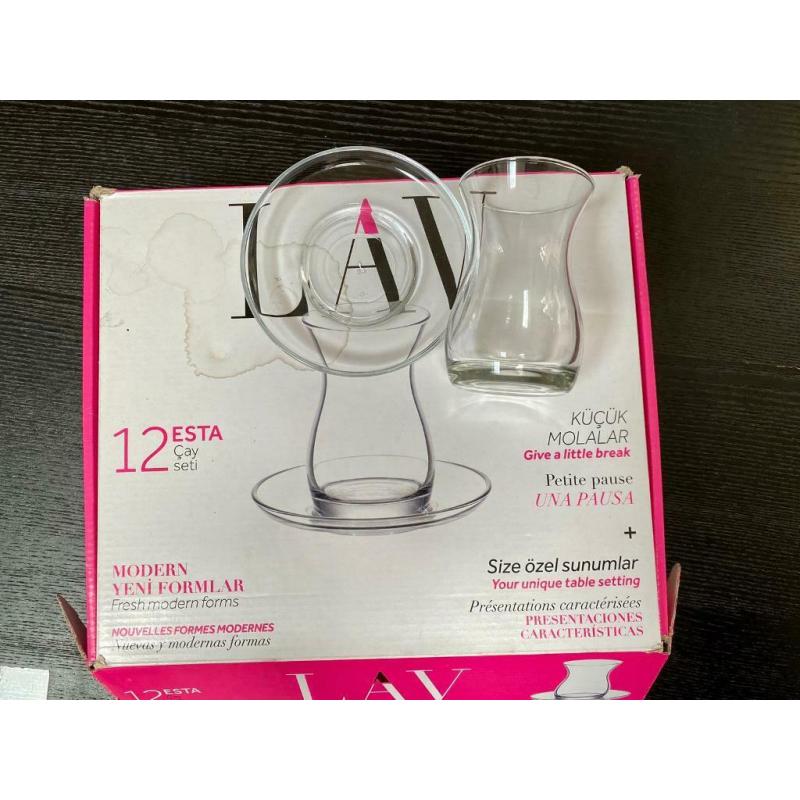 NEW - 12 LAV Turkish Tea glasses set