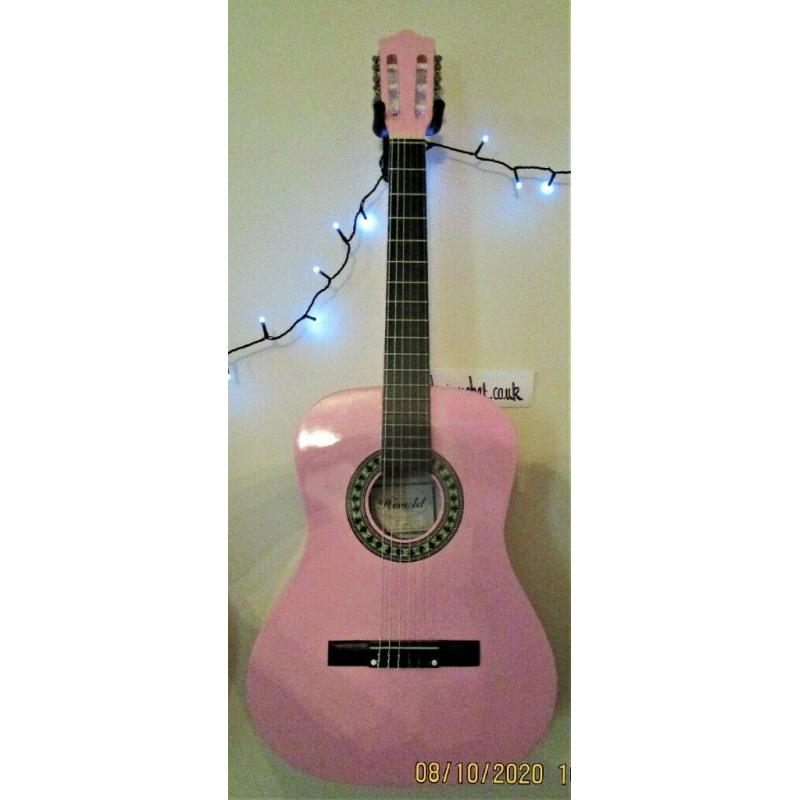 HERALD 3/4 Classical size guitar finished in Pink. New Strings just fitted and cleaned