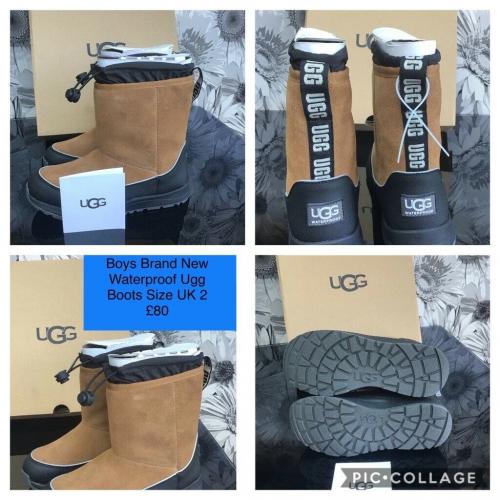 Brand New Unisex Tan Kirby Waterproof Ugg Boots Size UK 2 Junior