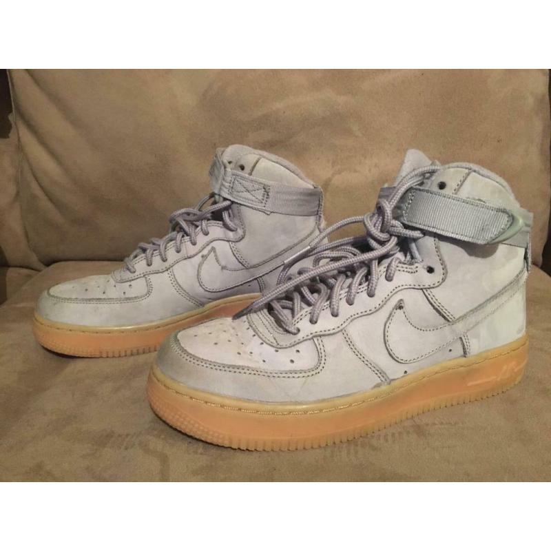 NIKE AIR FORCE 1 HIGH TOP TRAINERS UK4 Grey.