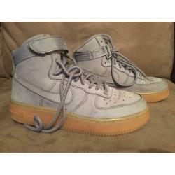 NIKE AIR FORCE 1 HIGH TOP TRAINERS UK4 Grey.