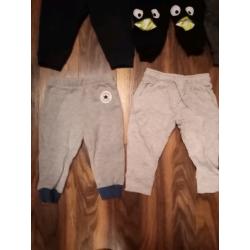 Bundle of boys tracksuit bottoms ages 9-12 and 12-18 months